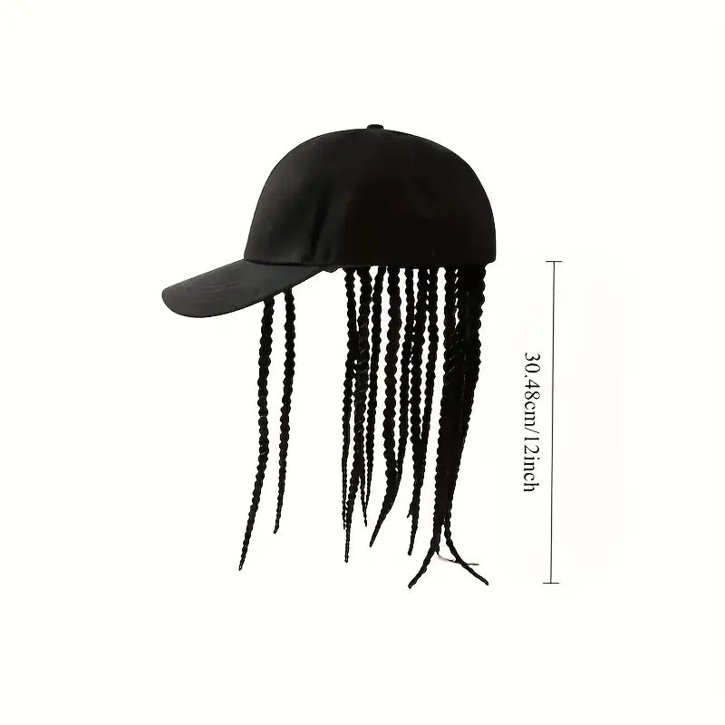 Flätad perukkeps – Snapback-keps med fastsydda dreadlockflätor