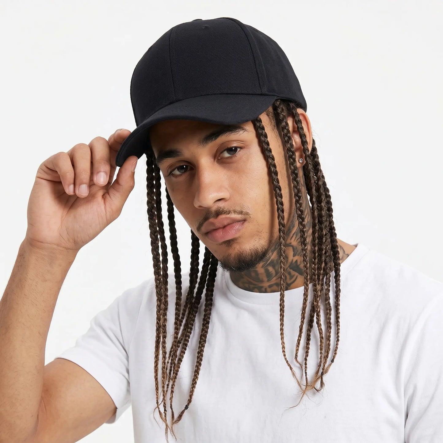 Flätad perukkeps – Snapback-keps med fastsydda dreadlockflätor