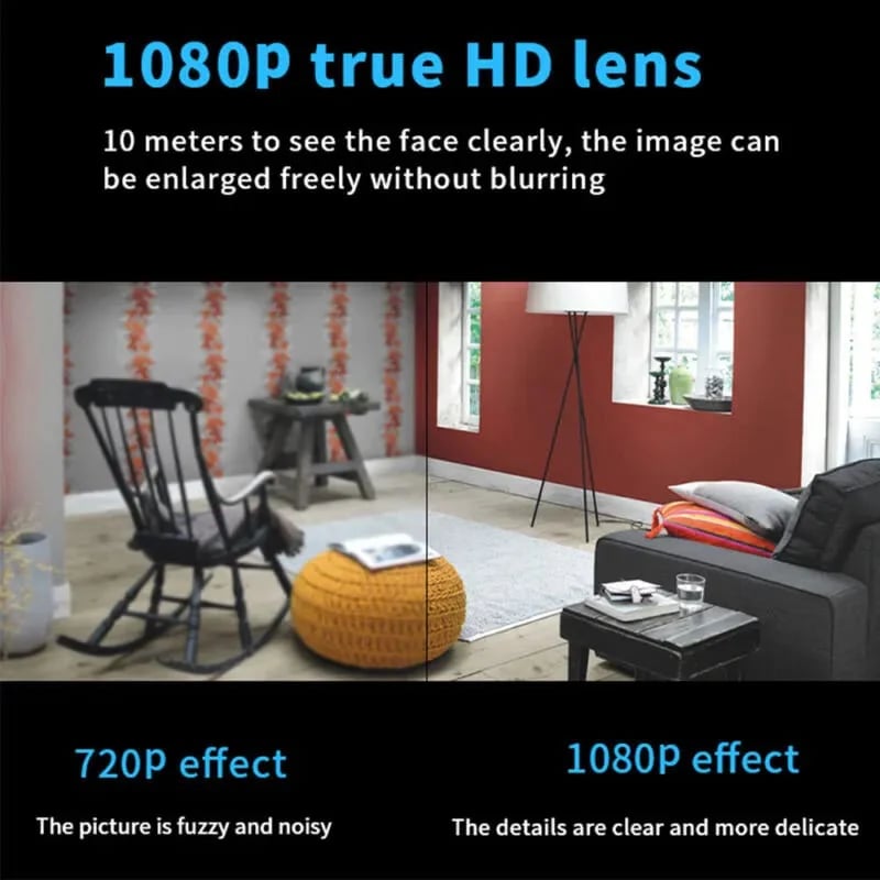 📸 1080P mini trådløst kamera Myntstørrelse, installer hvor som helst, fjernovervåking i sanntid via smarttelefon.