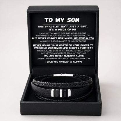 🖤Til sønnen min — Sett med flettede armbånd «Gå aldri alene»