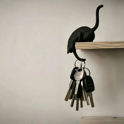🐈‍Søt kattefigur til bokhyllen med LED-lampe - Søt dekorasjon til bokhyllen og praktisk nøkkelholder