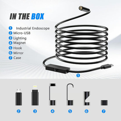🔎Plug-and-Play-endoskopkamera – Kompatibelt med Android, iPhone og iPad for direkte tilkobling