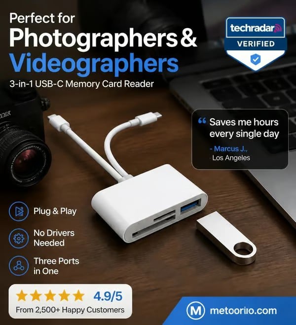 🏆Siste dag – 50 % rabatt🔥3-i-1 USB-C-minnekortleser