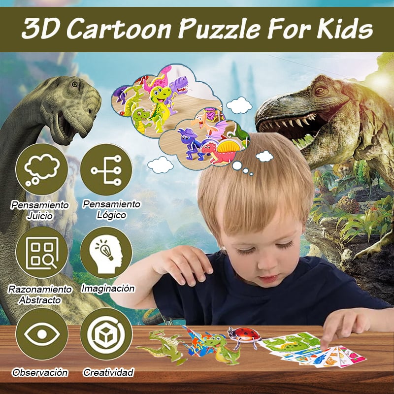 🧩Pedagogiskt 3D-pussel med tecknade figurer – 57 bitar som passar ihop med färgglada karaktärer för kreativt lärande 🎨