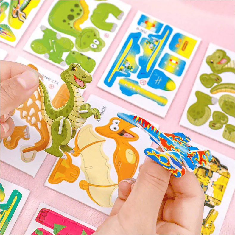 🧩Pedagogiskt 3D-pussel med tecknade figurer – 57 bitar som passar ihop med färgglada karaktärer för kreativt lärande 🎨