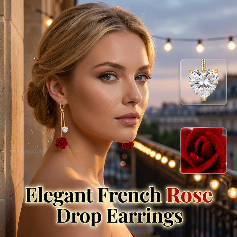 🌹French Vintage Red Rose Dangle Earring