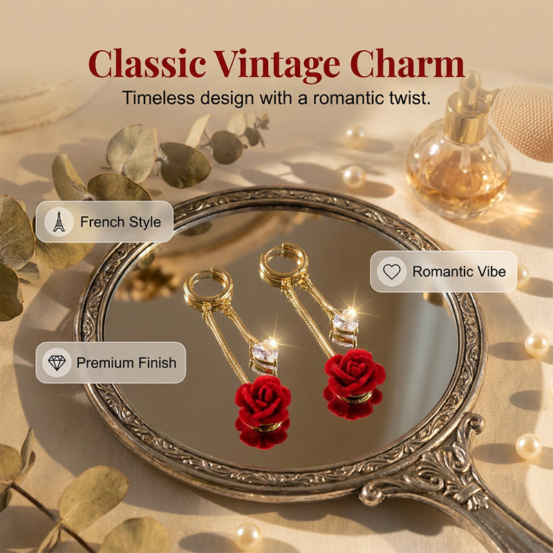 🌹French Vintage Red Rose Dangle Earring