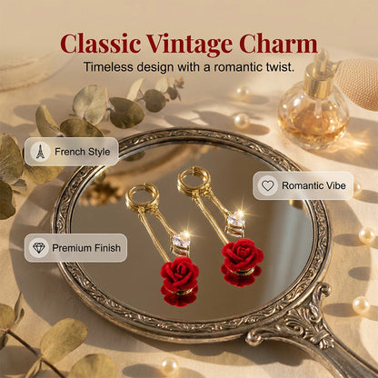 🌹French Vintage Red Rose Dangle Earring