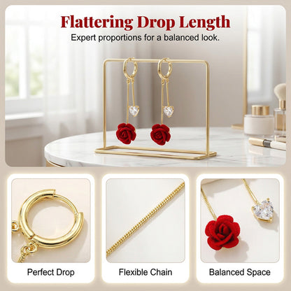 🌹French Vintage Red Rose Dangle Earring