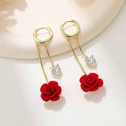 🌹French Vintage Red Rose Dangle Earring